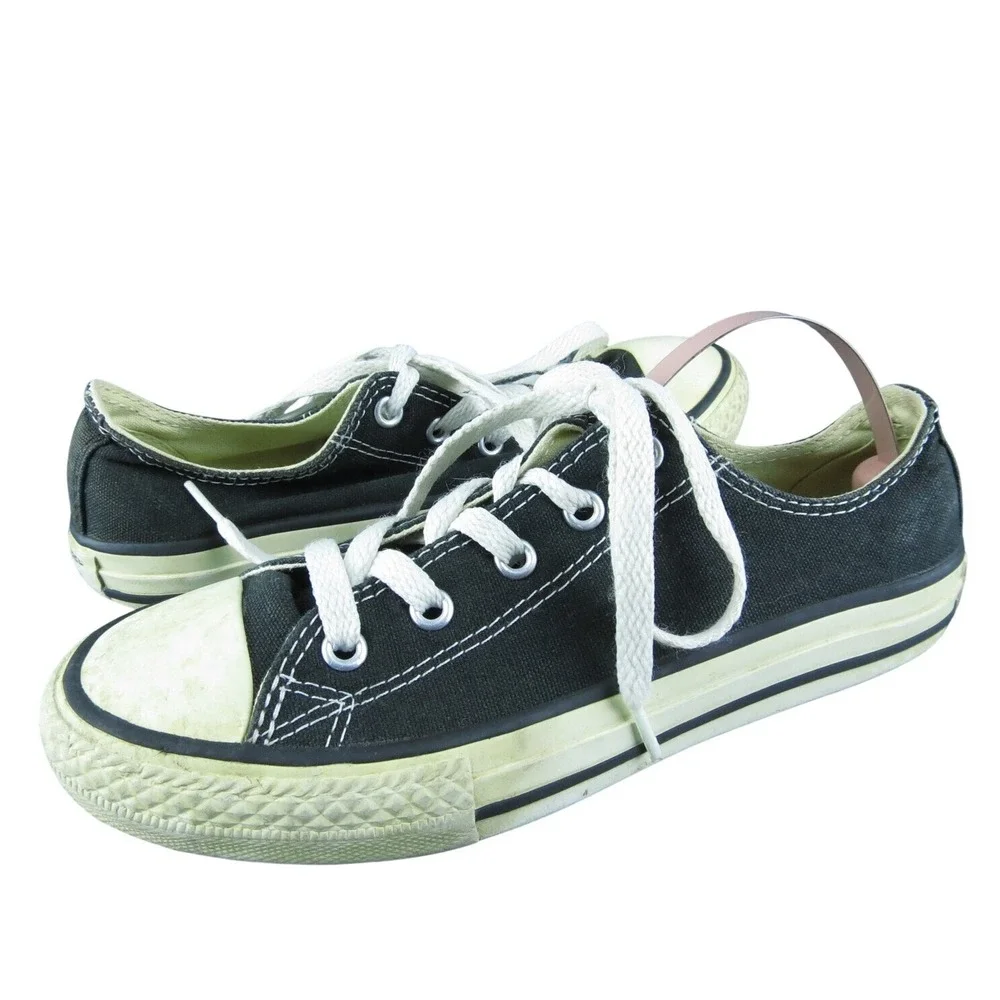 Converse Boys Sneaker Shoes‎ Sz Y 2 Medium Athletic Black Fabric Lace Up